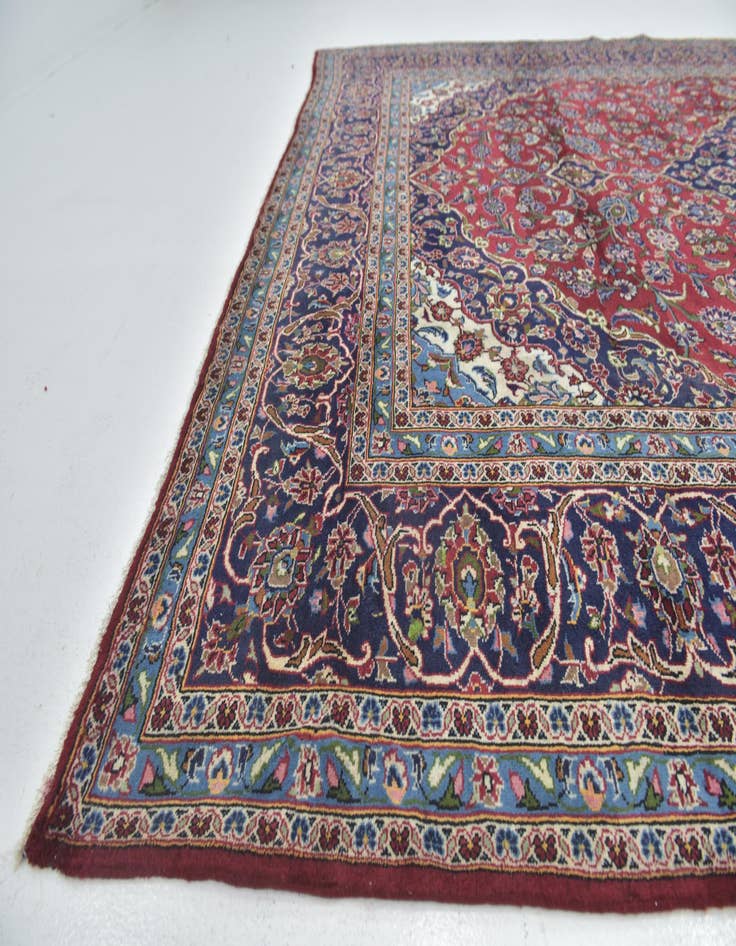 Detail image of  9' 10 x 12' 10  Hand Knotted Kashan Persian Wool Rug