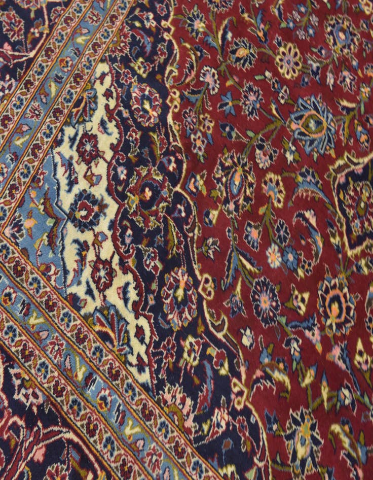 Detail image of  9' 7 x 13' 3  Hand Knotted Kashan Persian Wool Rug