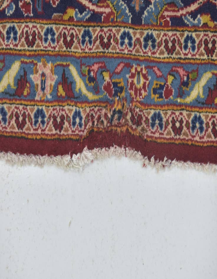 Detail image of  9' 8 x 13'  Hand Knotted Kashan Persian Wool Rug