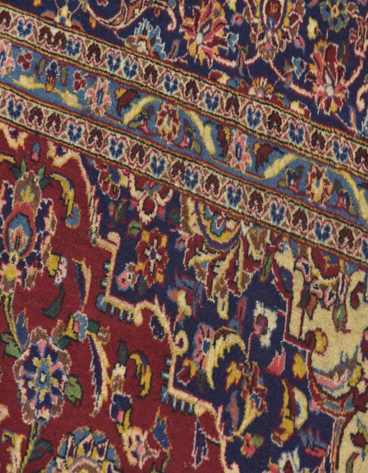 Detail image of  9' 8 x 13'  Hand Knotted Kashan Persian Wool Rug