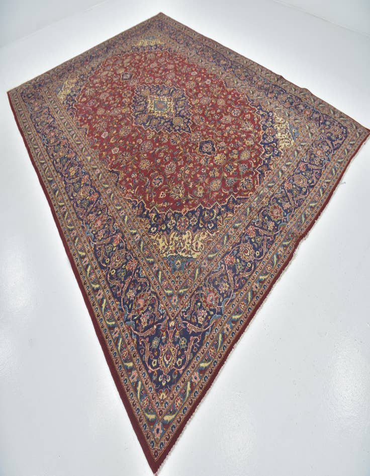 Detail image of  9' 8 x 13'  Hand Knotted Kashan Persian Wool Rug