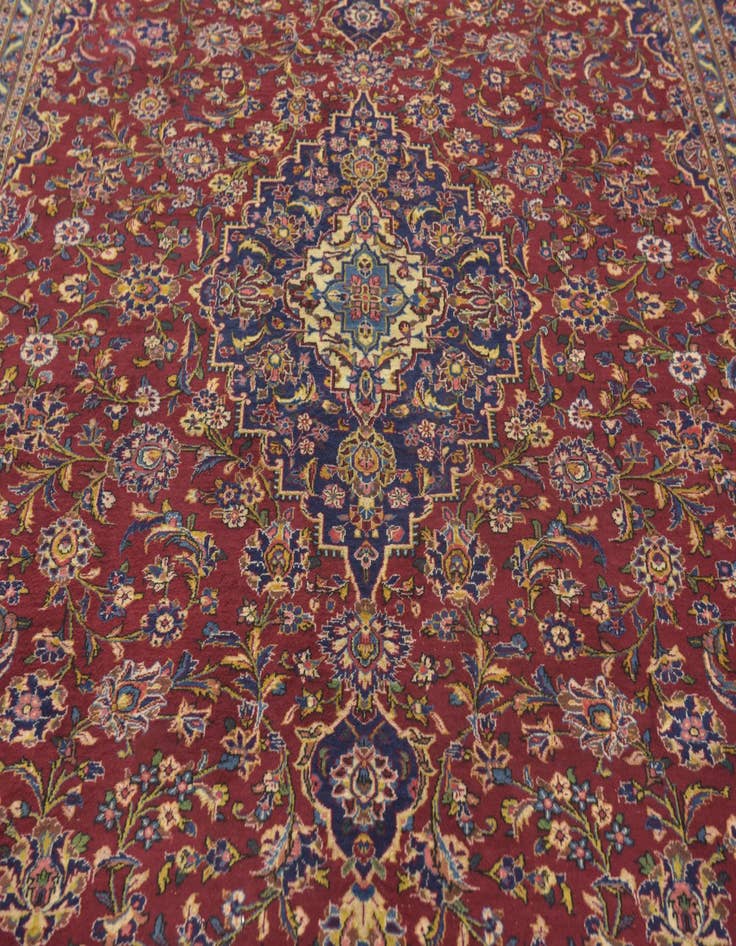 Detail image of  9' 8 x 13'  Hand Knotted Kashan Persian Wool Rug