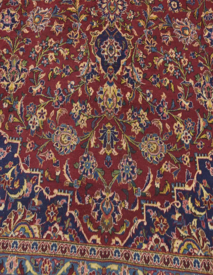 Detail image of  9' 8 x 13'  Hand Knotted Kashan Persian Wool Rug