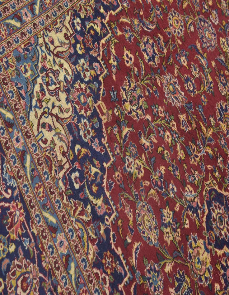 Detail image of  9' 8 x 13'  Hand Knotted Kashan Persian Wool Rug