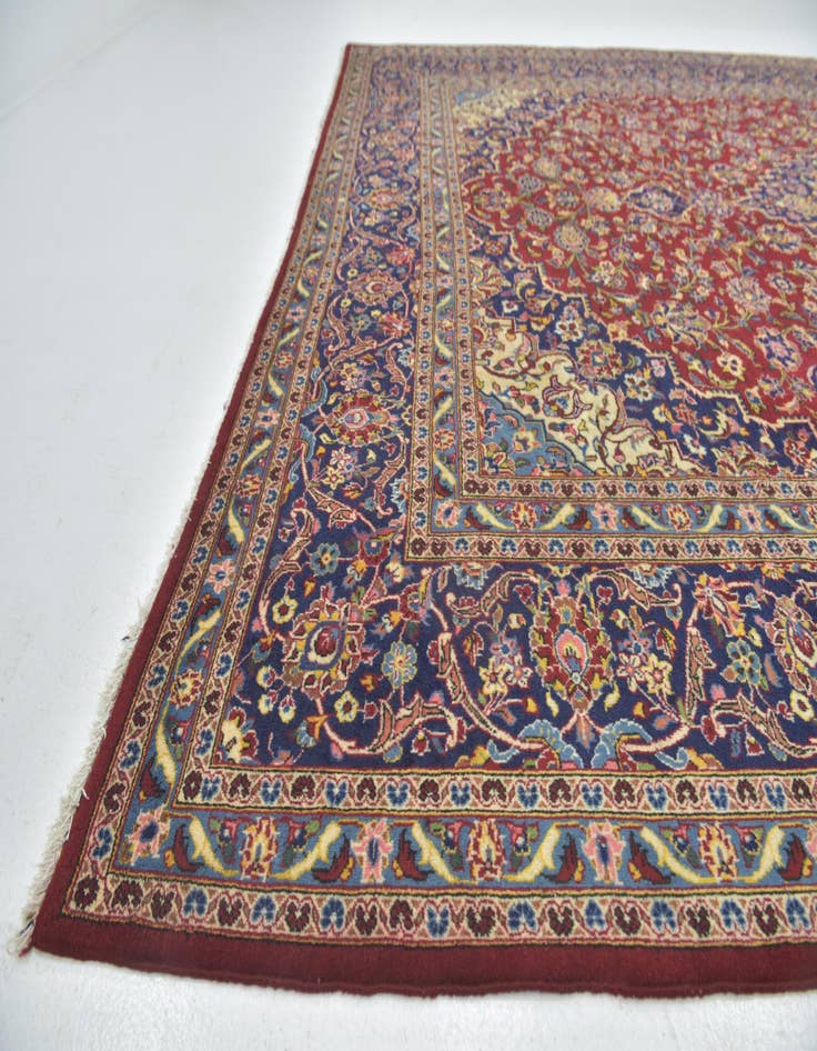 Detail image of  9' 8 x 13'  Hand Knotted Kashan Persian Wool Rug