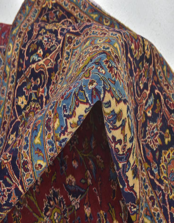 Detail image of  9' 5 x 13'  Hand Knotted Kashan Persian Wool Rug