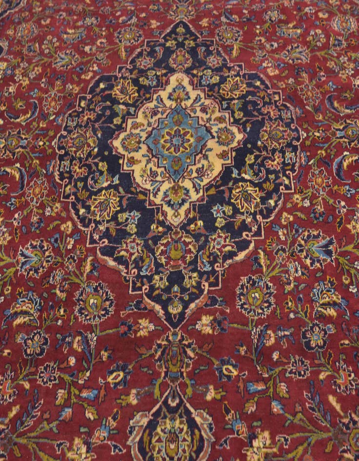 Detail image of  9' 5 x 13'  Hand Knotted Kashan Persian Wool Rug
