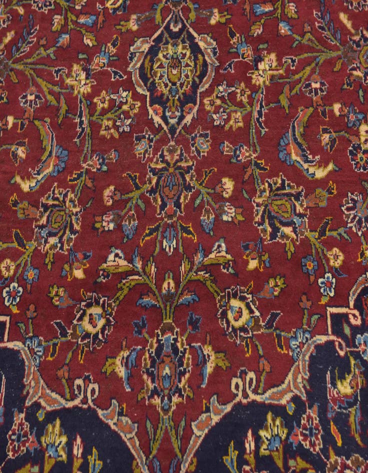 Detail image of  9' 5 x 13'  Hand Knotted Kashan Persian Wool Rug