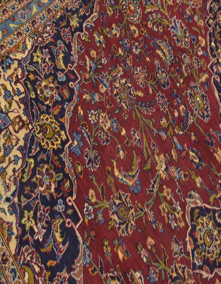 Detail image of  9' 5 x 13'  Hand Knotted Kashan Persian Wool Rug