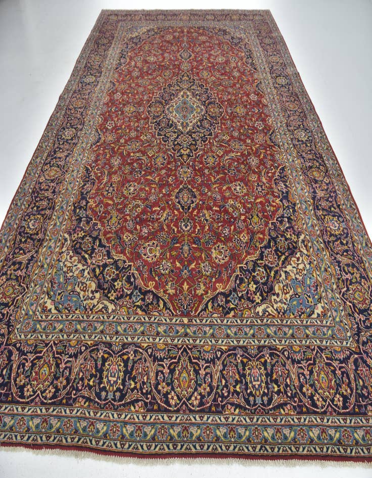 Detail image of  9' 10 x 13' 3  Hand Knotted Kashan Persian Wool Rug