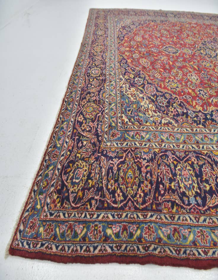 Detail image of  9' 10 x 13' 3  Hand Knotted Kashan Persian Wool Rug