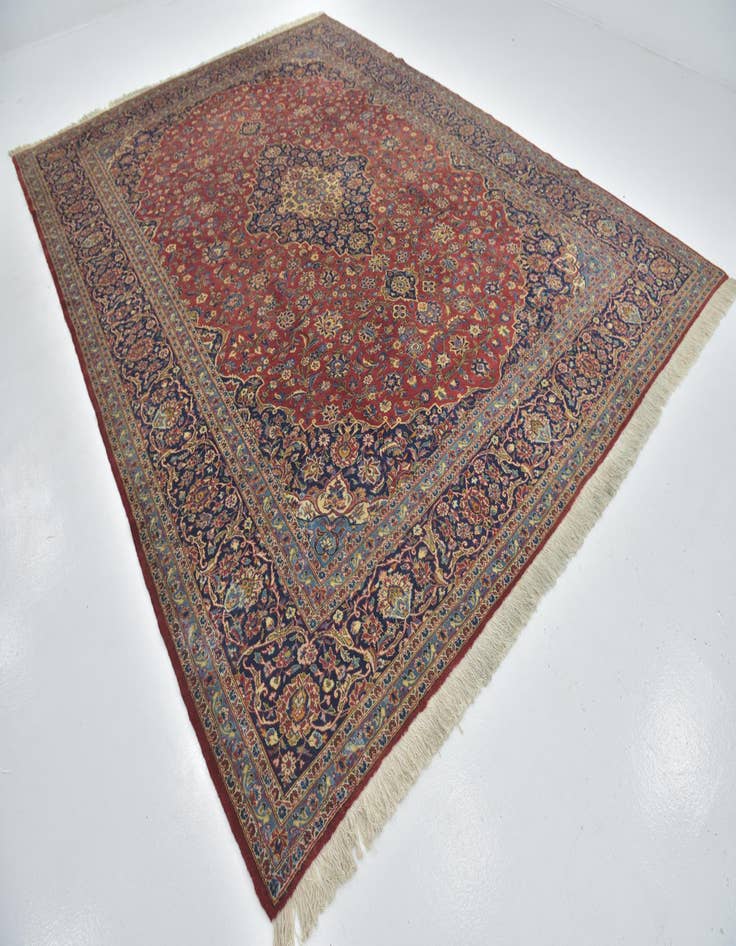 Detail image of  9' 10 x 12' 10  Hand Knotted Kashan Persian Wool Rug