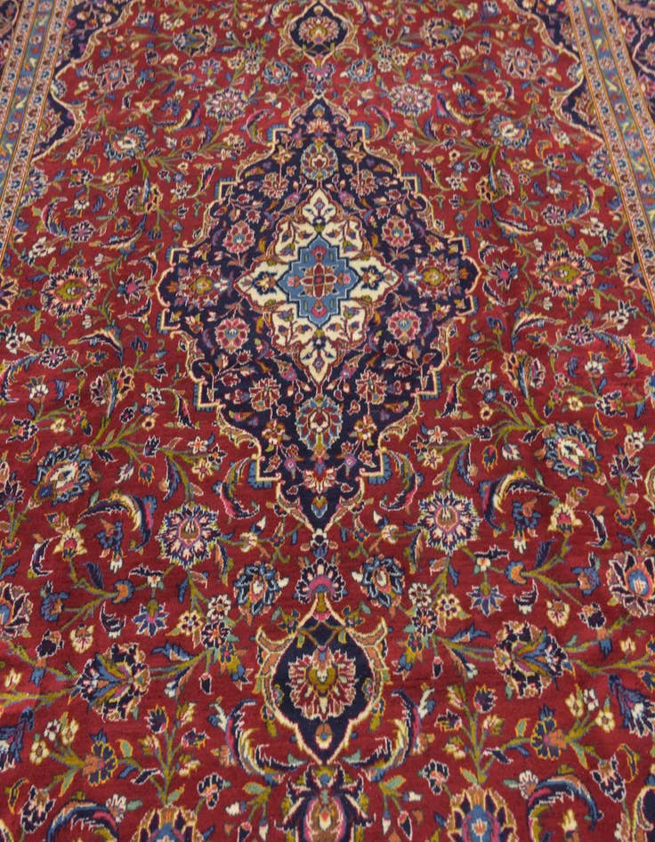 Detail image of  9' 6 x 13' 5  Hand Knotted Kashan Persian Wool Rug