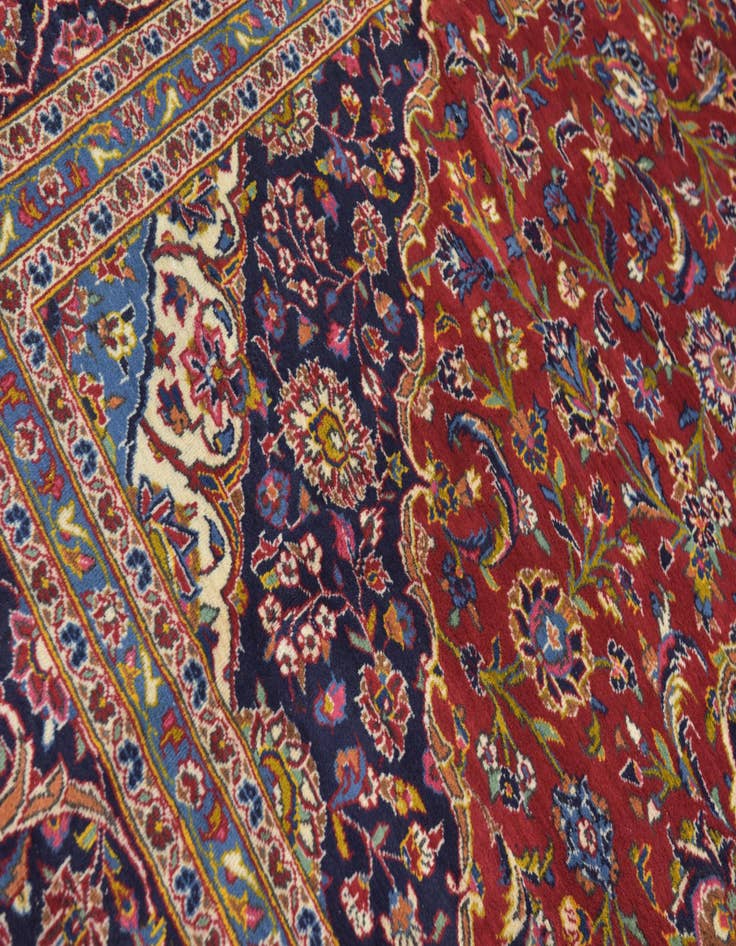 Detail image of  9' 6 x 13' 5  Hand Knotted Kashan Persian Wool Rug