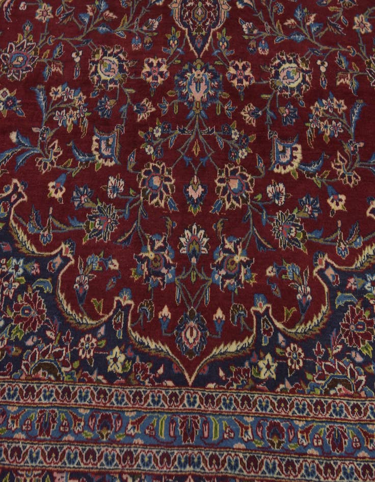 Detail image of  9' 9 x 13' 3  Hand Knotted Kashan Persian Wool Rug