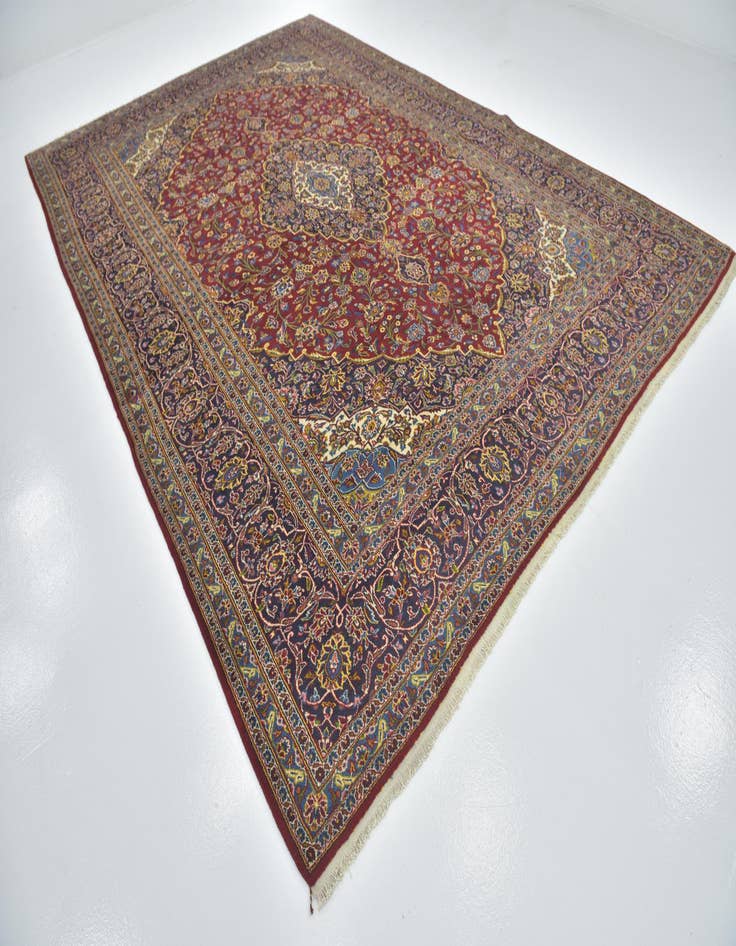 Detail image of  9' 6 x 13' 5  Hand Knotted Kashan Persian Wool Rug