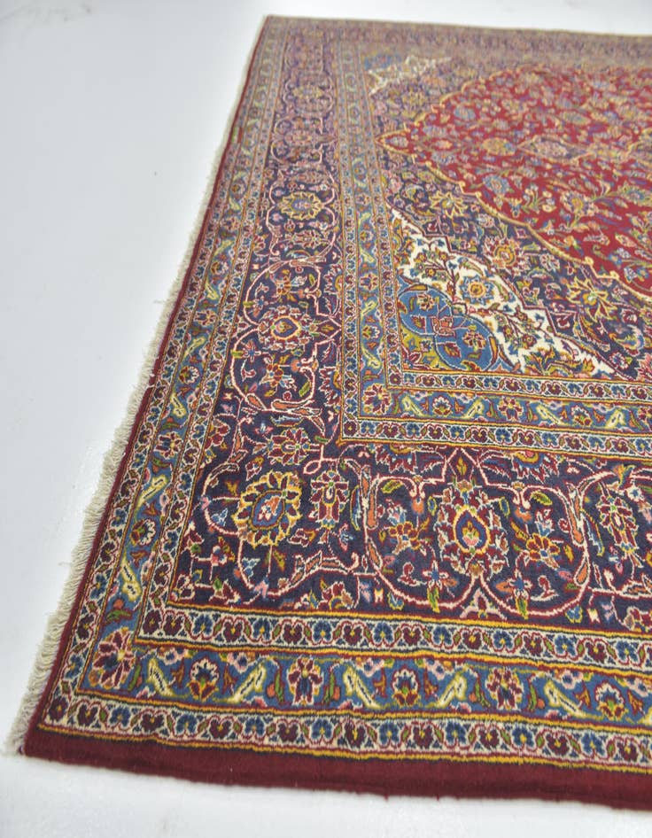 Detail image of  9' 6 x 13' 5  Hand Knotted Kashan Persian Wool Rug