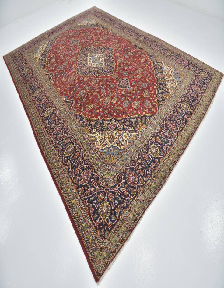 Detail image of  9' 9 x 13' 4  Hand Knotted Kashan Persian Wool Rug