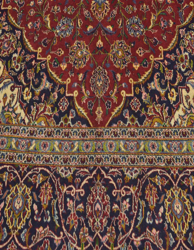 Detail image of  9' 9 x 13' 4  Hand Knotted Kashan Persian Wool Rug