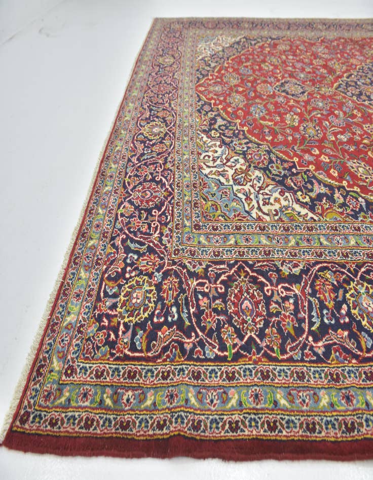 Detail image of  9' 9 x 13' 4  Hand Knotted Kashan Persian Wool Rug