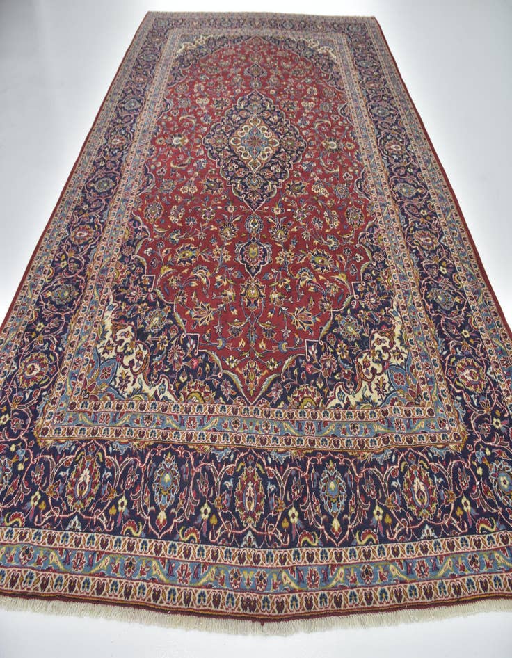 Detail image of  9' 9 x 13' 4  Hand Knotted Kashan Persian Wool Rug