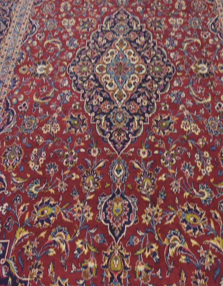 Detail image of  9' 9 x 13' 4  Hand Knotted Kashan Persian Wool Rug