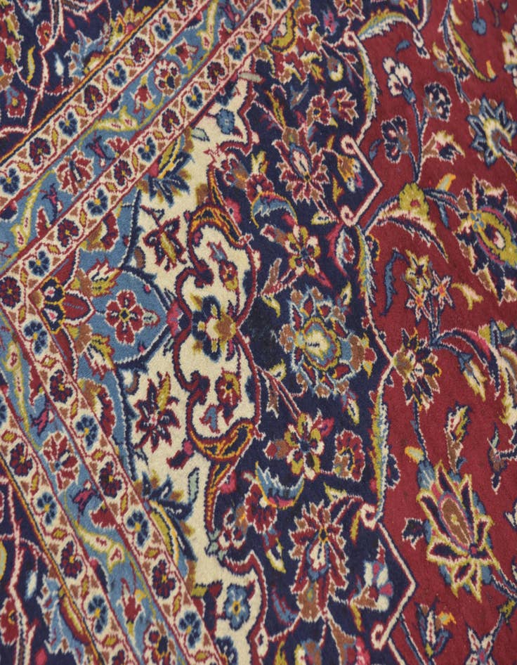 Detail image of  9' 9 x 13' 4  Hand Knotted Kashan Persian Wool Rug