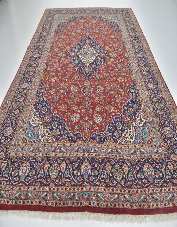 Detail image of  10' x 12' 10  Hand Knotted Kashan Persian Wool Rug