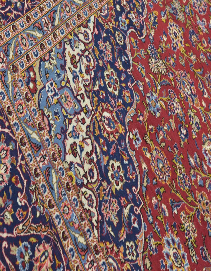 Detail image of  10' x 12' 10  Hand Knotted Kashan Persian Wool Rug