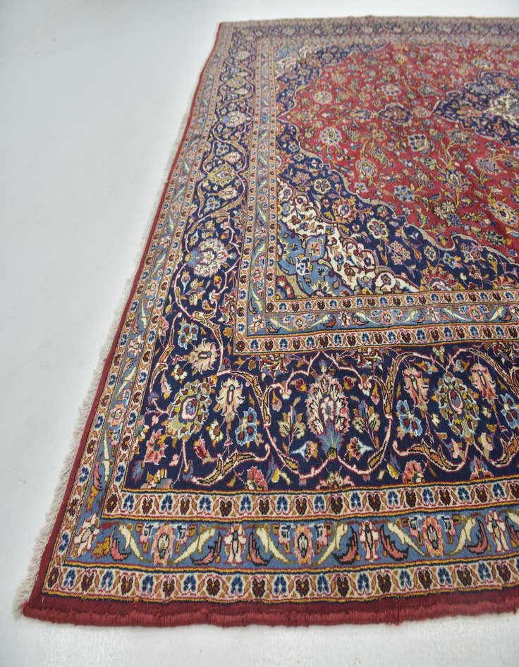 Detail image of  10' x 12' 10  Hand Knotted Kashan Persian Wool Rug