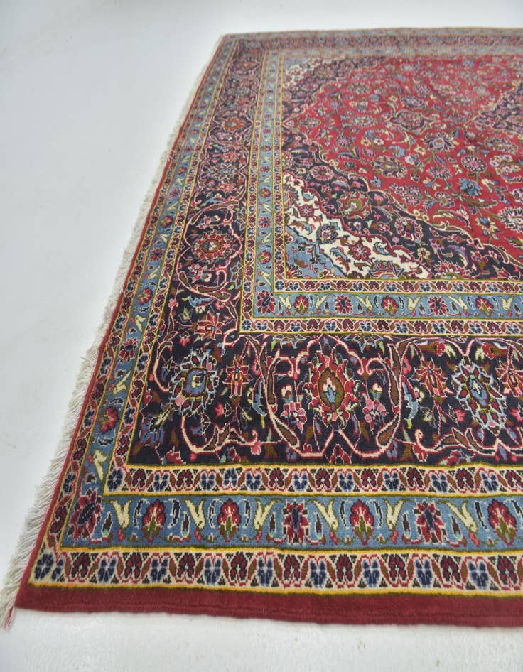 Detail image of  9' 9 x 13' 3  Hand Knotted Kashan Persian Wool Rug