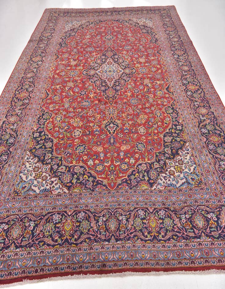 Detail image of  9' 9 x 13' 2  Hand Knotted Kashan Persian Wool Rug