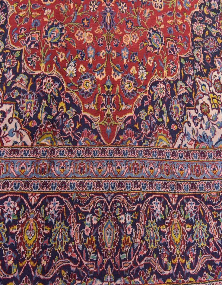 Detail image of  9' 9 x 13' 2  Hand Knotted Kashan Persian Wool Rug