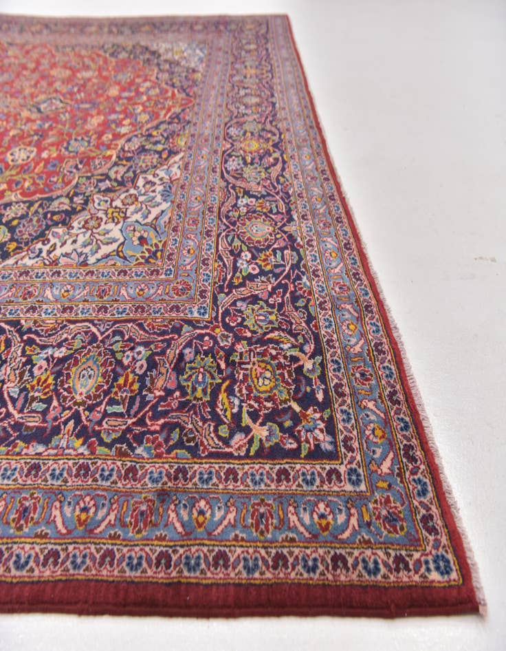 Detail image of  9' 9 x 13' 2  Hand Knotted Kashan Persian Wool Rug