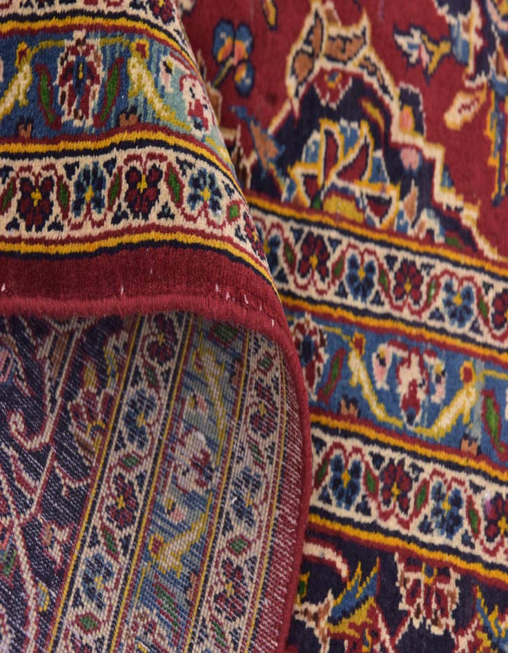Detail image of  9' 7 x 12' 10  Hand Knotted Kashan Persian Wool Rug