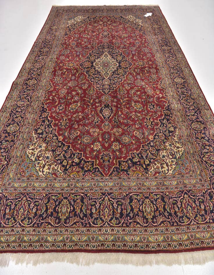 Detail image of  9' 7 x 12' 10  Hand Knotted Kashan Persian Wool Rug