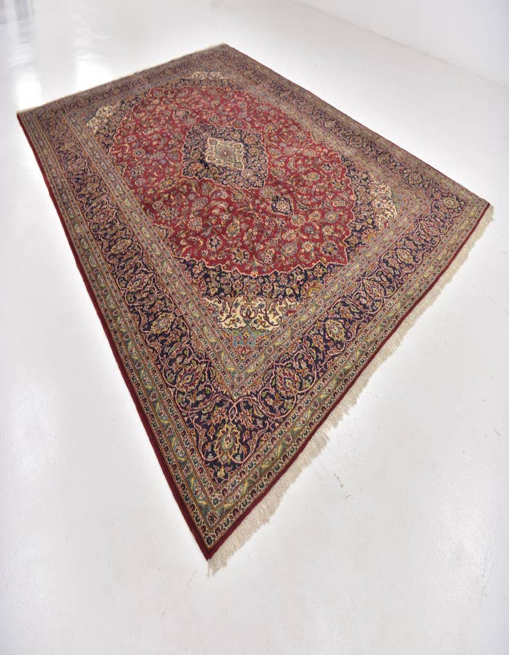 Detail image of  9' 7 x 12' 10  Hand Knotted Kashan Persian Wool Rug