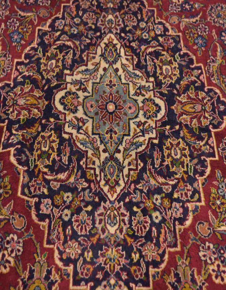 Detail image of  9' 7 x 12' 10  Hand Knotted Kashan Persian Wool Rug