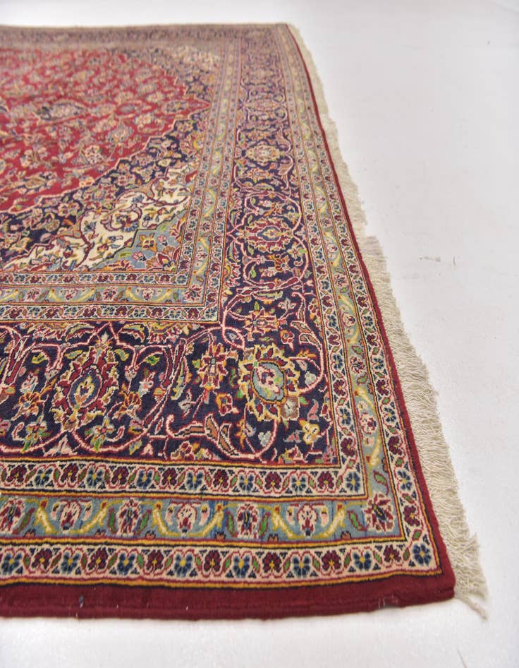 Detail image of  9' 7 x 12' 10  Hand Knotted Kashan Persian Wool Rug