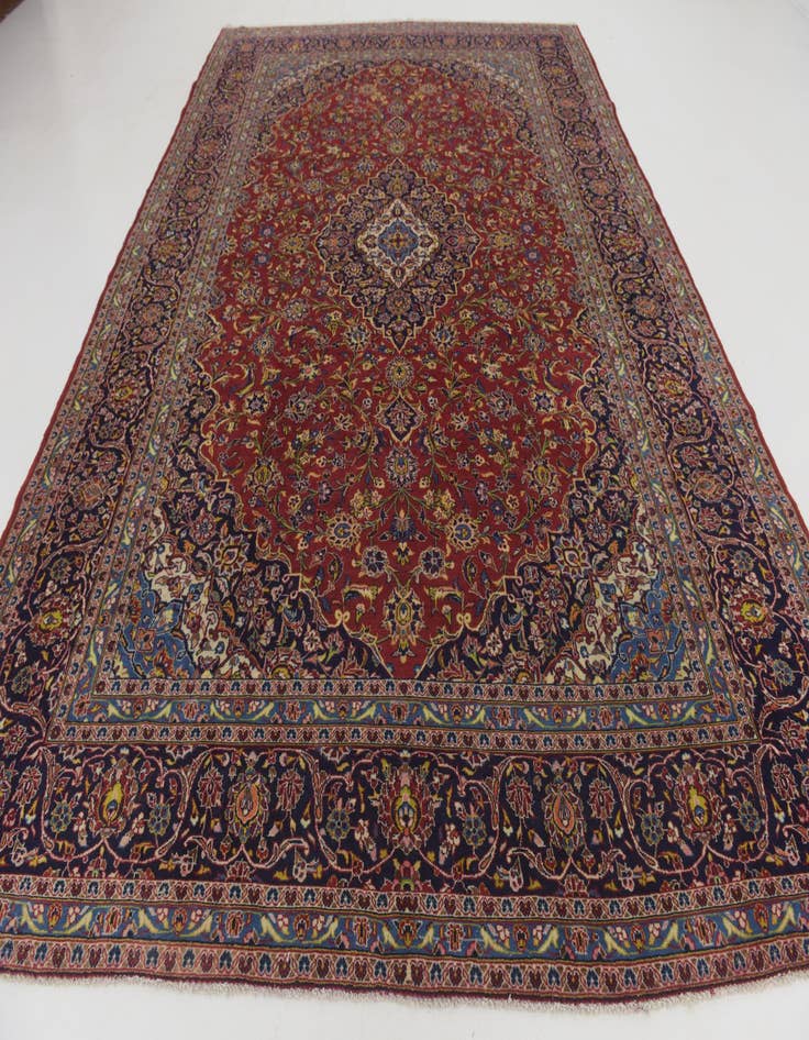 Detail image of  9' 9 x 13' 9  Hand Knotted Kashan Persian Wool Rug