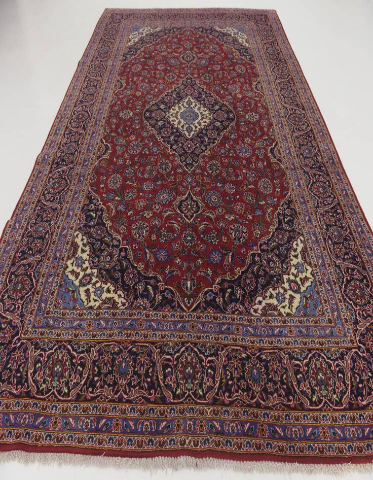 Detail image of  9' 8 x 13' 2  Hand Knotted Kashan Persian Wool Rug