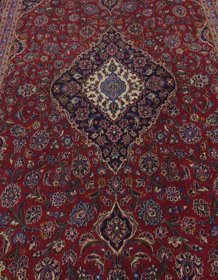 Detail image of  9' 8 x 13' 2  Hand Knotted Kashan Persian Wool Rug