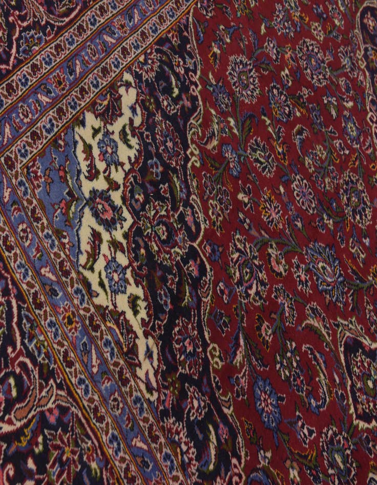 Detail image of  9' 8 x 13' 2  Hand Knotted Kashan Persian Wool Rug