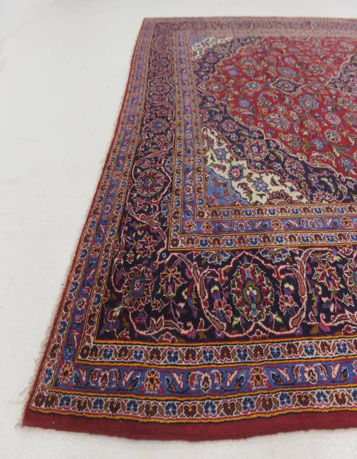 Detail image of  9' 8 x 13' 2  Hand Knotted Kashan Persian Wool Rug