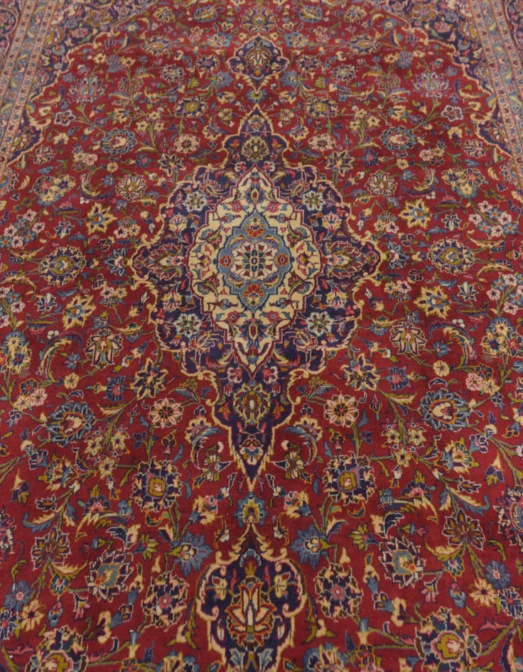Detail image of  9' 8 x 13' 5  Hand Knotted Kashan Persian Wool Rug