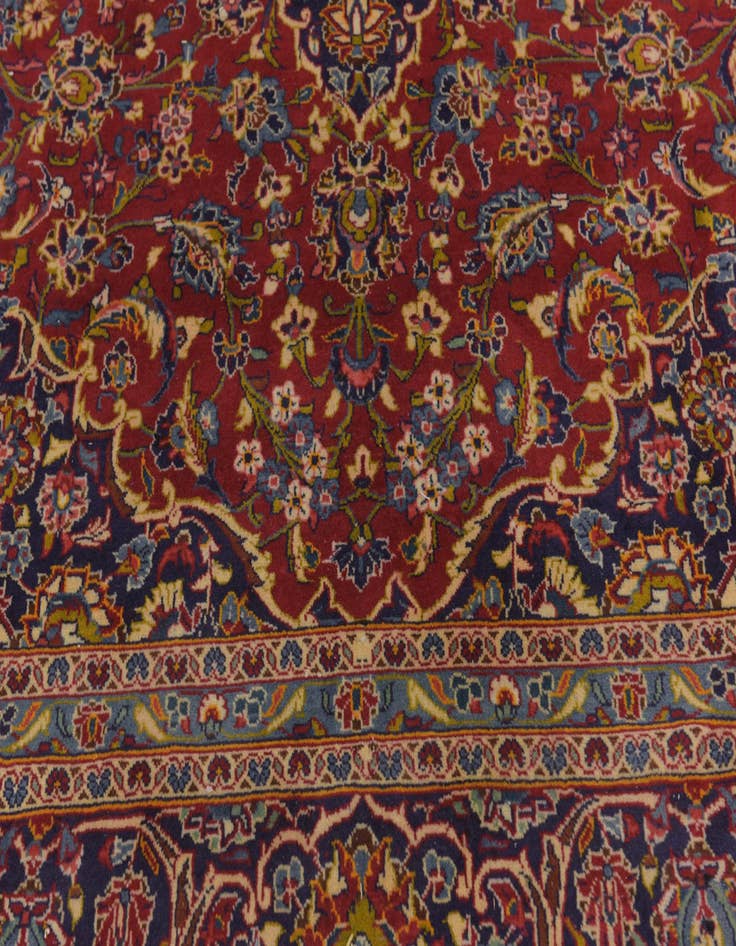 Detail image of  9' 8 x 13' 5  Hand Knotted Kashan Persian Wool Rug
