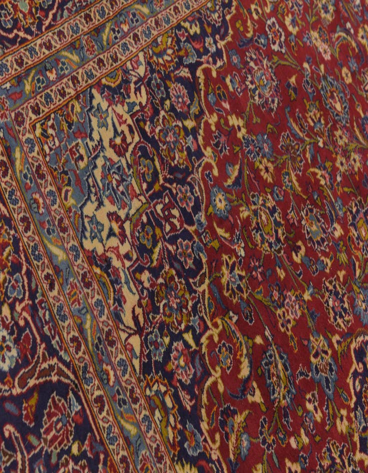 Detail image of  9' 8 x 13' 5  Hand Knotted Kashan Persian Wool Rug