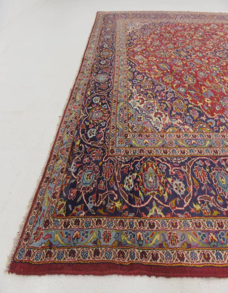 Detail image of  9' 8 x 13' 5  Hand Knotted Kashan Persian Wool Rug