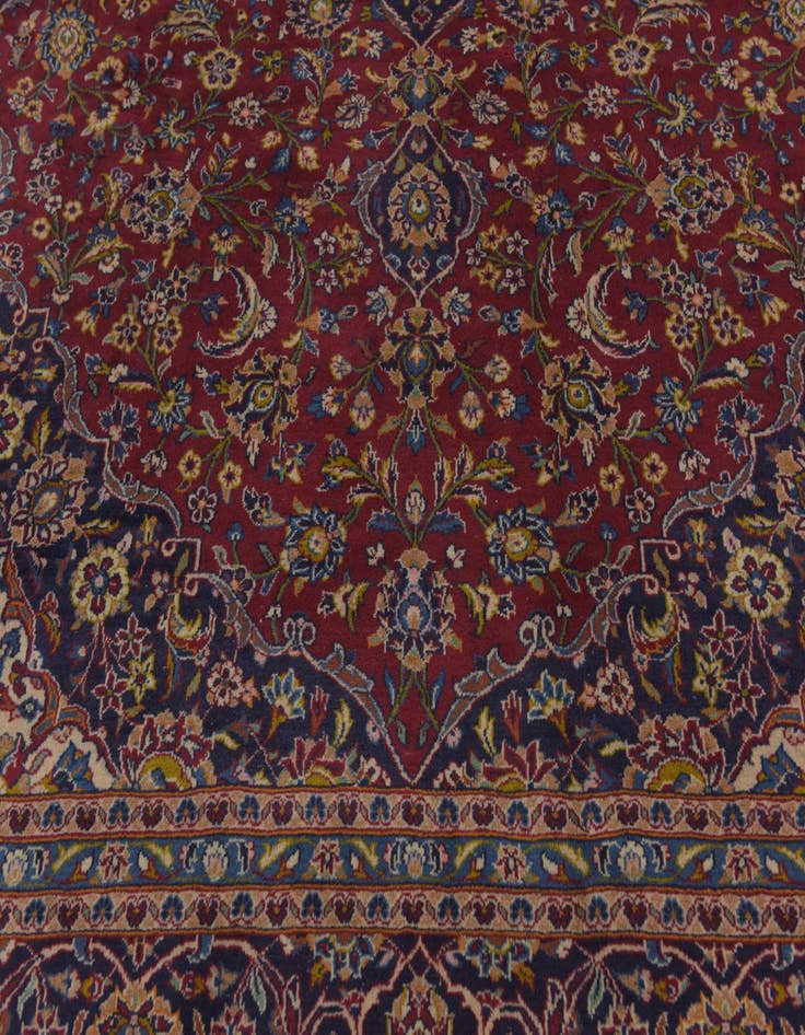 Detail image of  9' 9 x 13' 2  Hand Knotted Kashan Persian Wool Rug