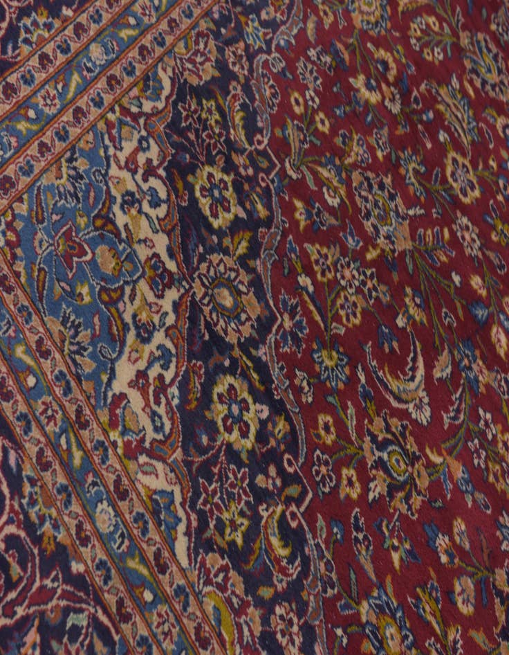 Detail image of  9' 9 x 13' 2  Hand Knotted Kashan Persian Wool Rug